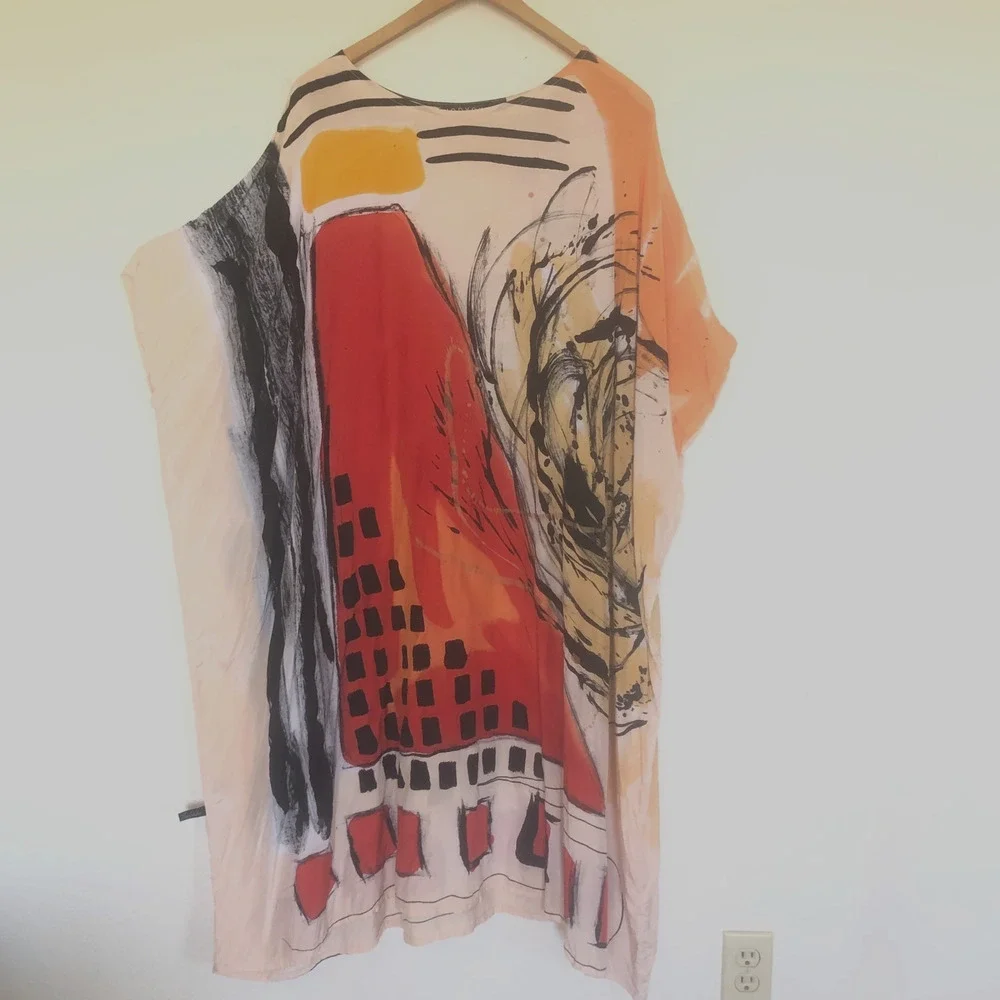 Yodyoko Kaftan Unique Hand Painted Art -Rich Anti-Look No 2 Alike Silk - Picture 2 of 9